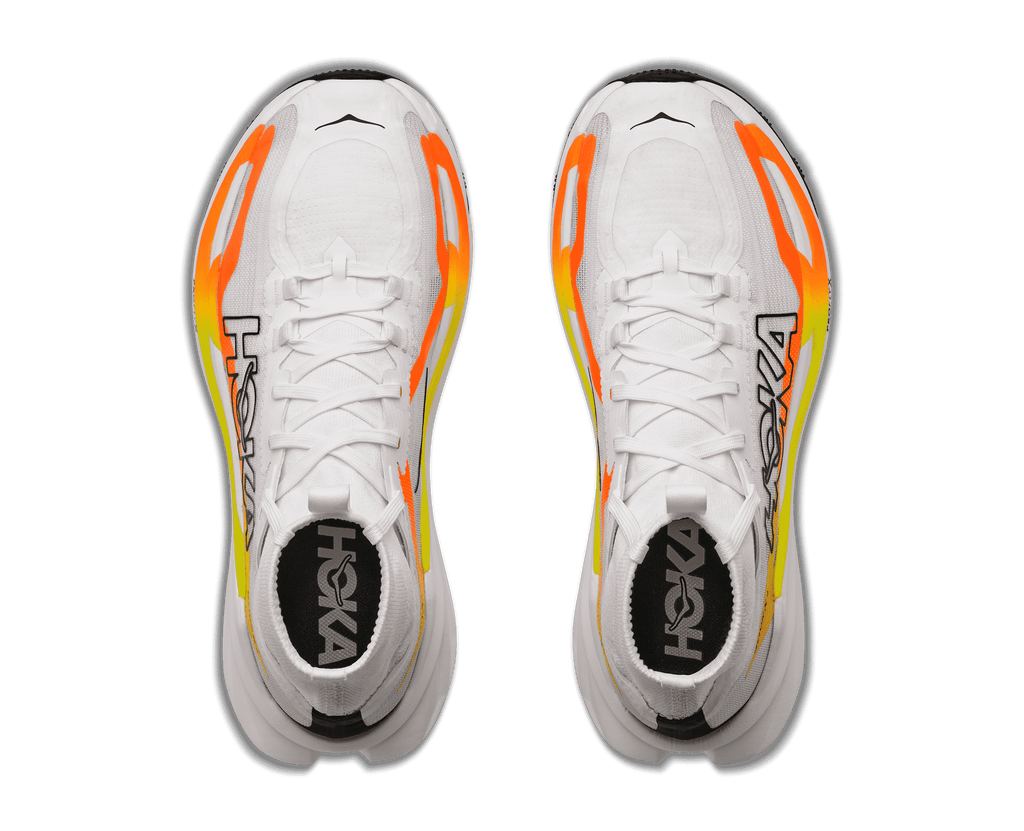 HOKA Men's Tecton X 4 - FROST / NEON TANGERINE