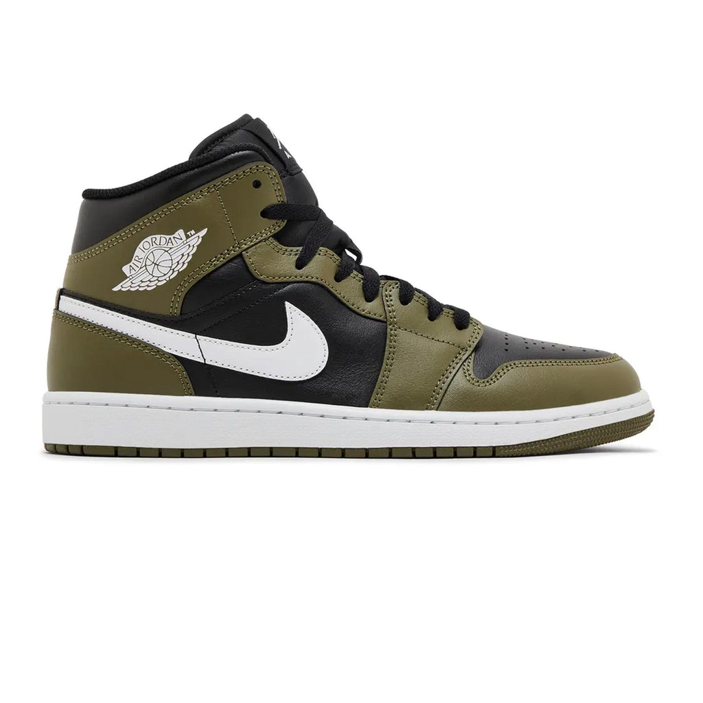 Air Jordan 1 Mid 'Black White Olive' (2024)