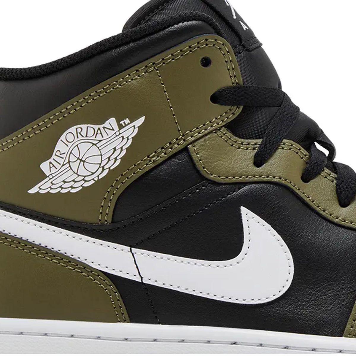 Air Jordan 1 Mid 'Black White Olive' (2024)